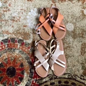 Brash gold & brown strappy sandals size 10.